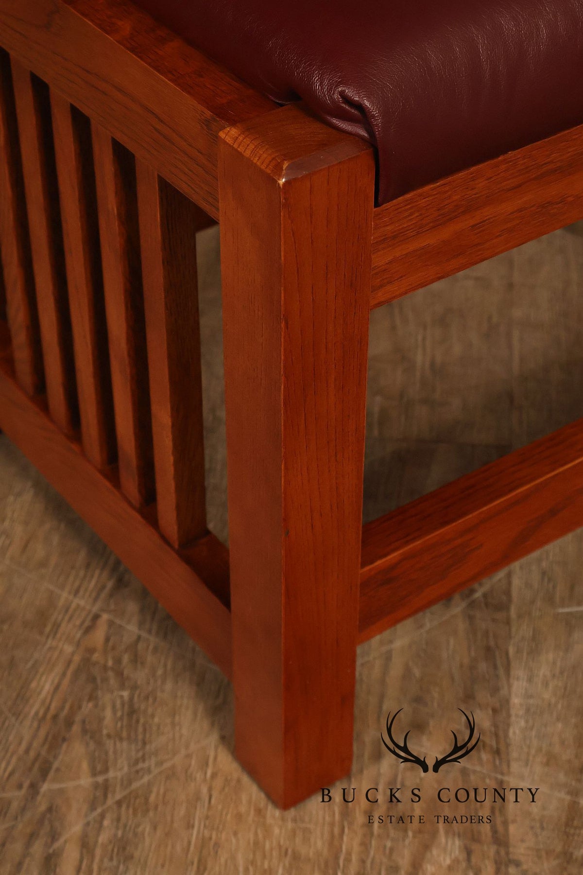 Bassett Furniture Mission Style Oak and Leather Foot Stool