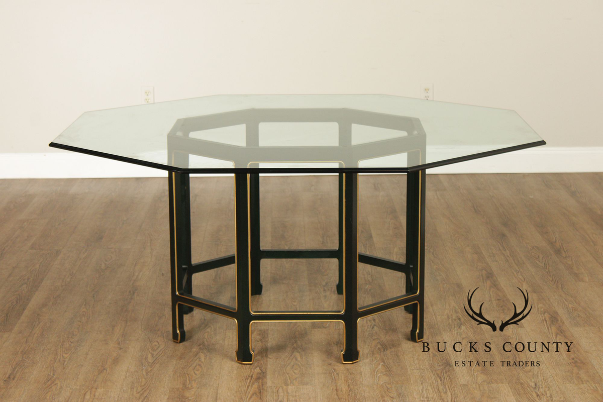 Kindel Chinoiserie Style Glass Top Dining Table