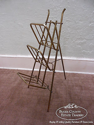 Mid Century Vintage Italian Brass Folding Collapsible Easel Magazine Stand