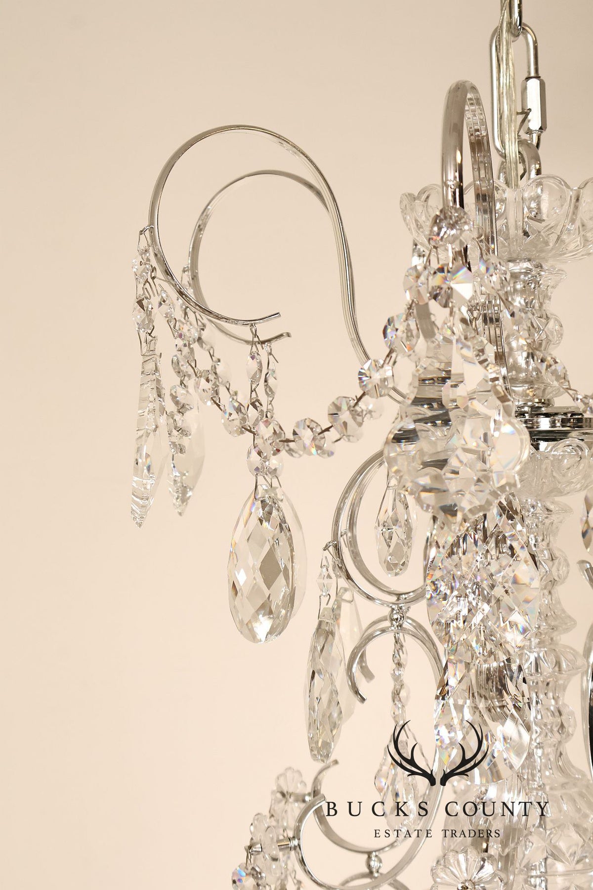 Schonbek Twenty-Light Crystal Two-Tier Polished Silver Chandelier