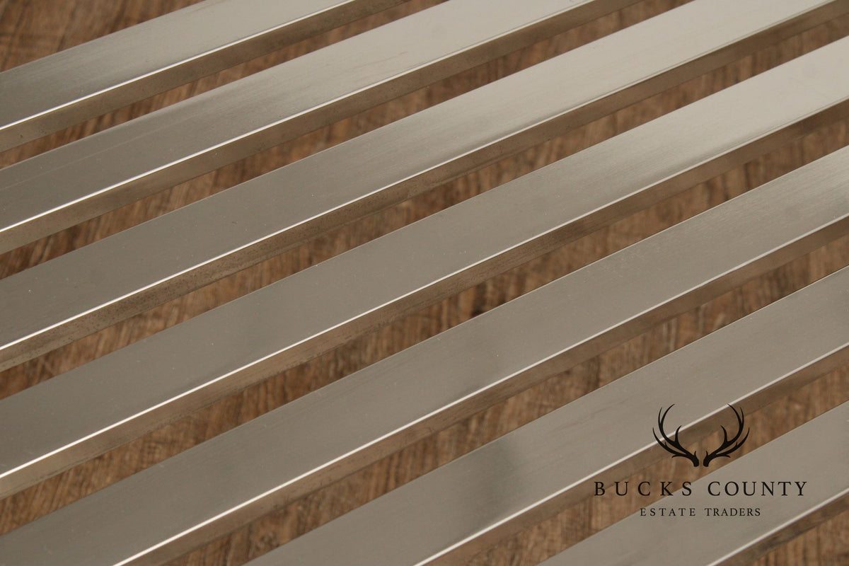 Design Institute of America Modern Slatted Chrome Bench