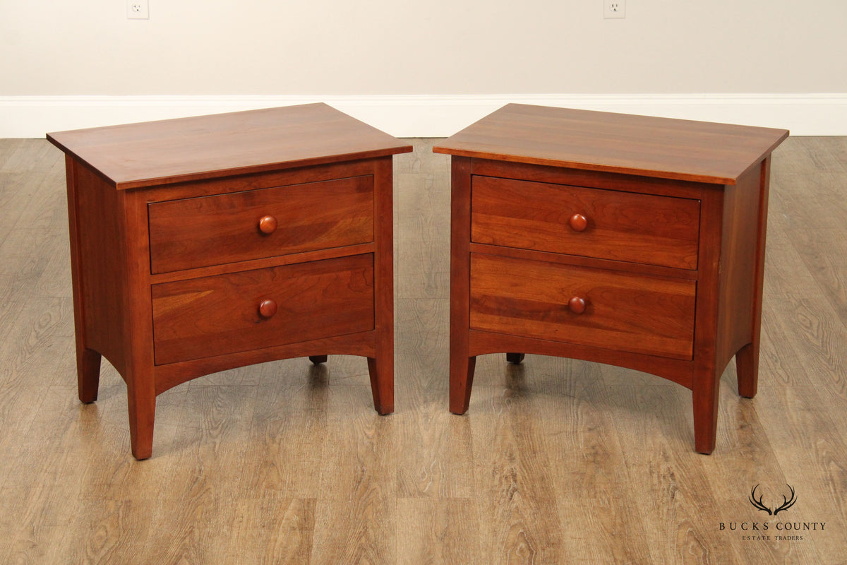 Ethan Allen American Impressions Pair Of Cherry Two-Drawer Nightstands