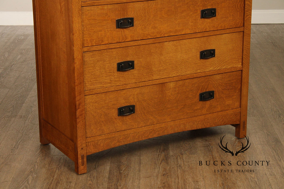 Stickley Mission Collection Oak Tall Chest Of Drawers