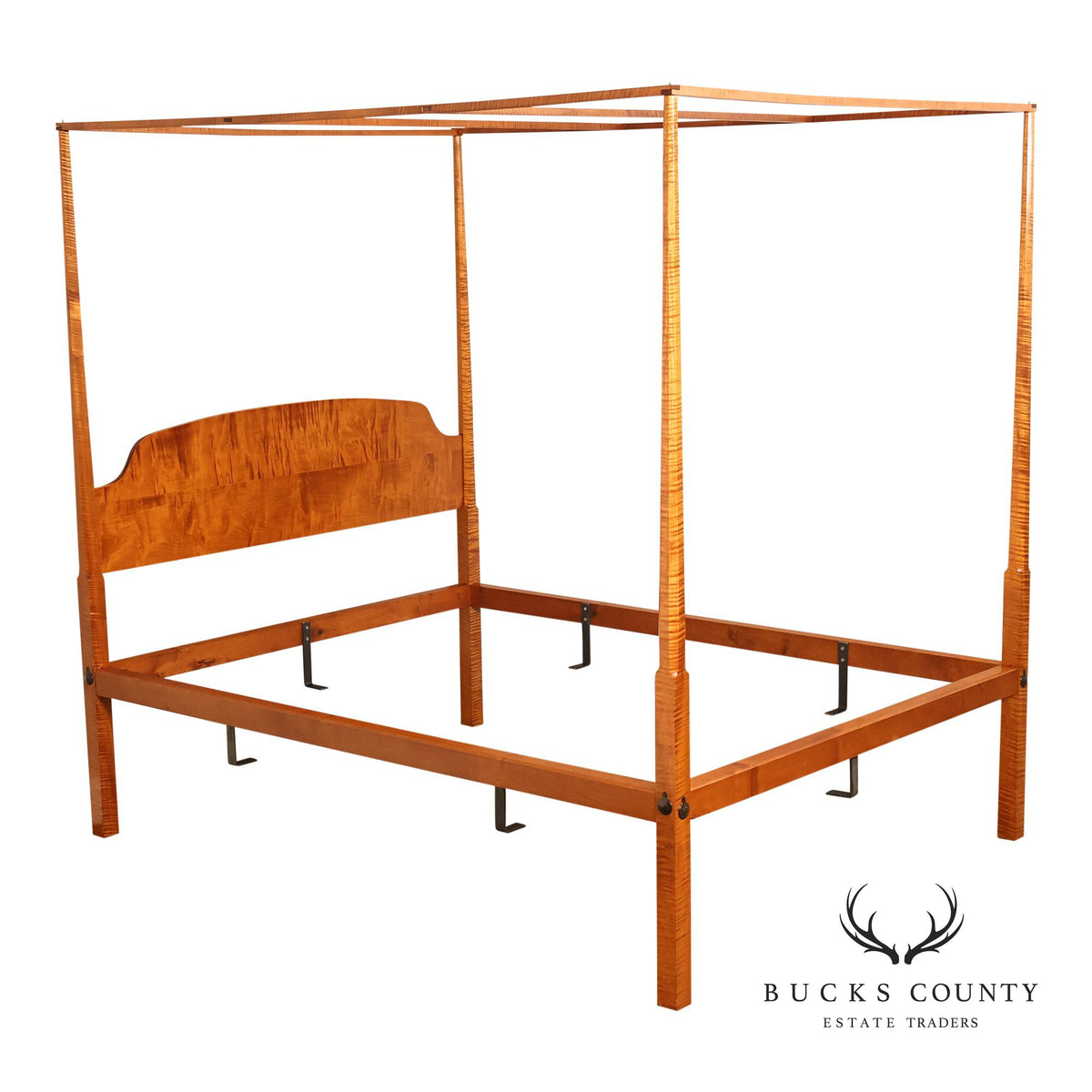 Bench Made Tiger Maple Queen Size Four Poster Canopy Bed