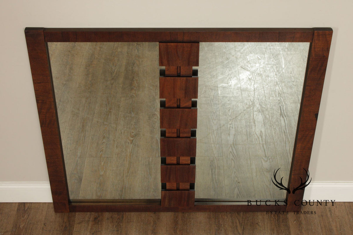 Lane 'Staccato' Brutalist Walnut Wall Mirror