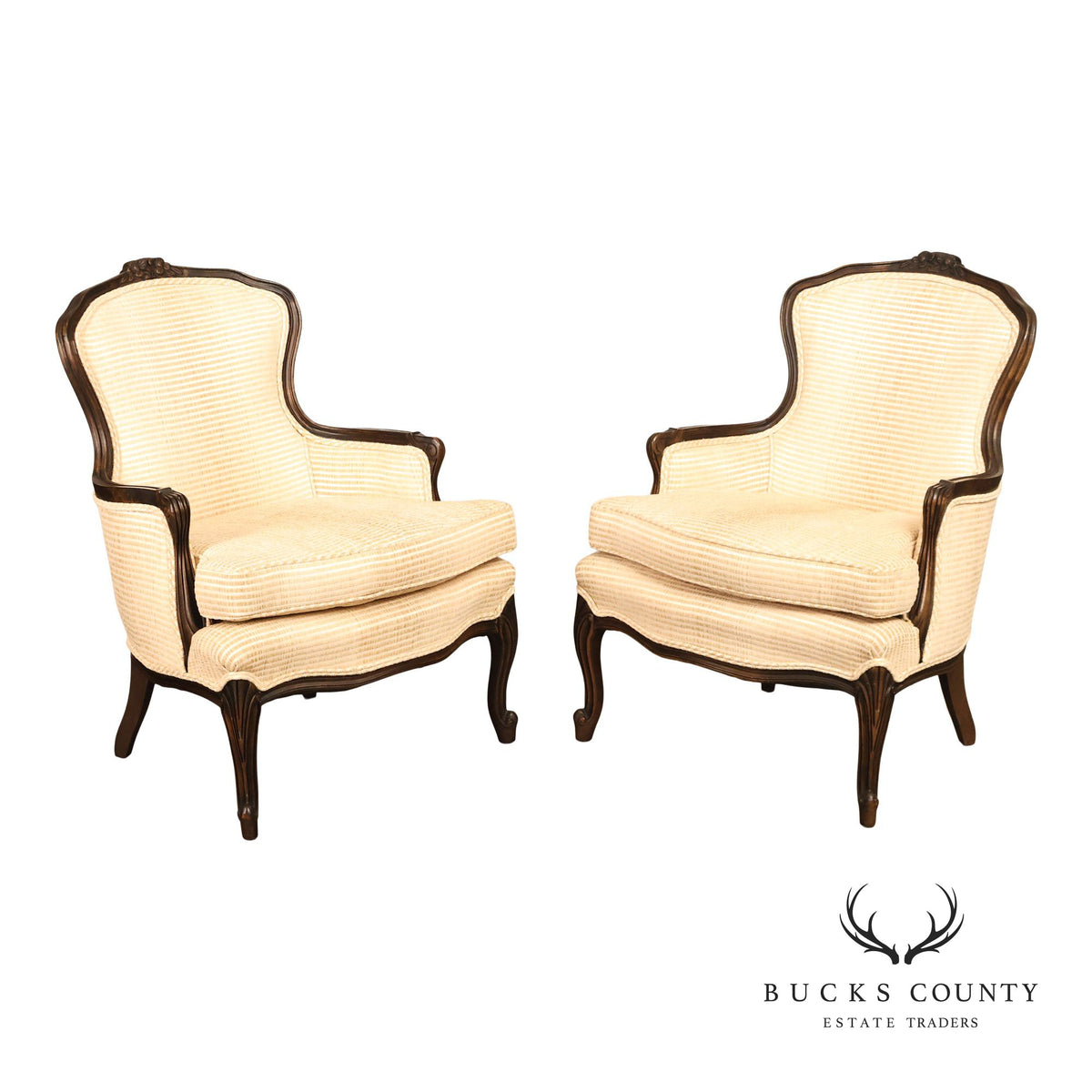 French Louis XV Style Pair Of Bergere Chairs