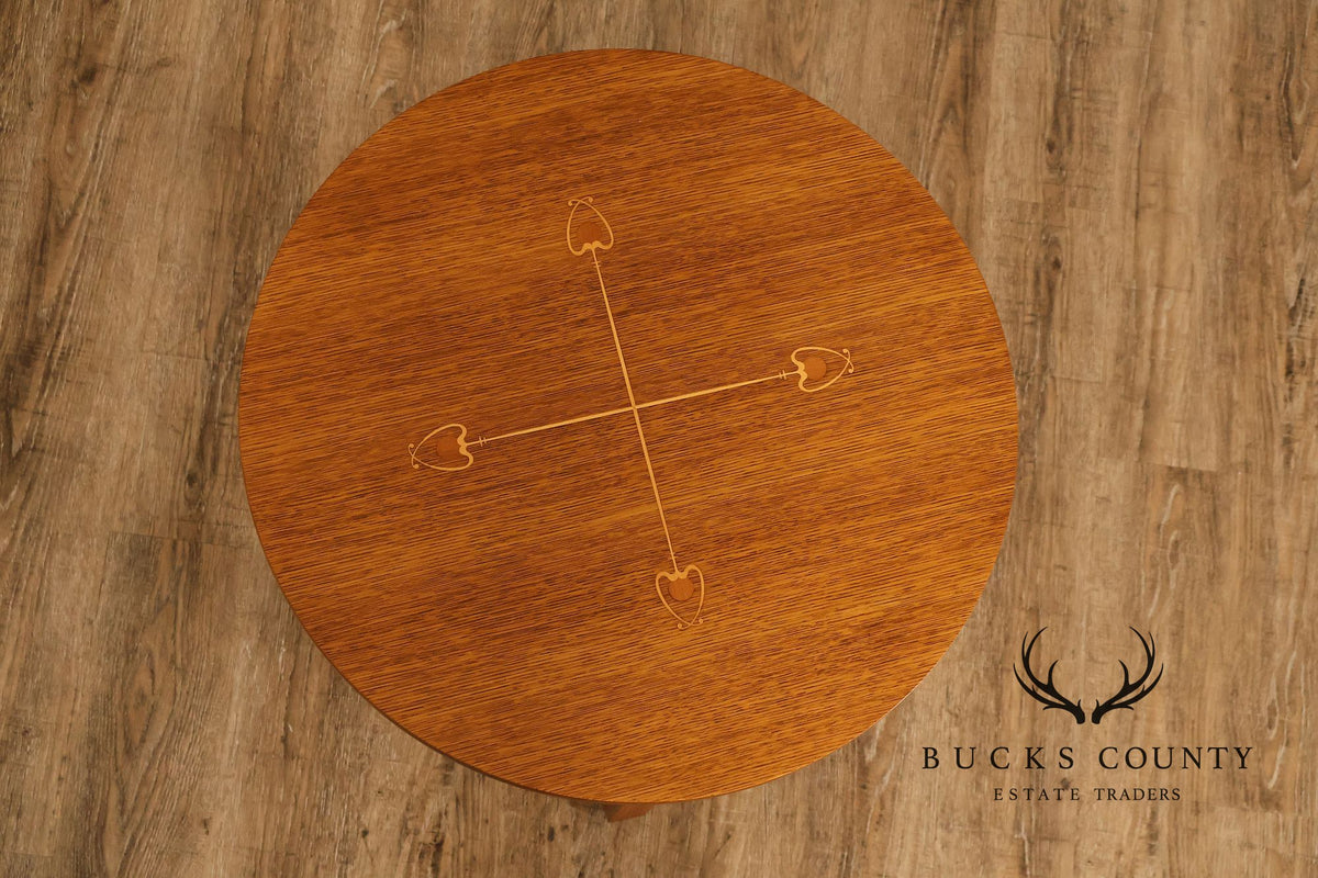 Stickley Mission Ellis Inlaid Round Oak Side Table