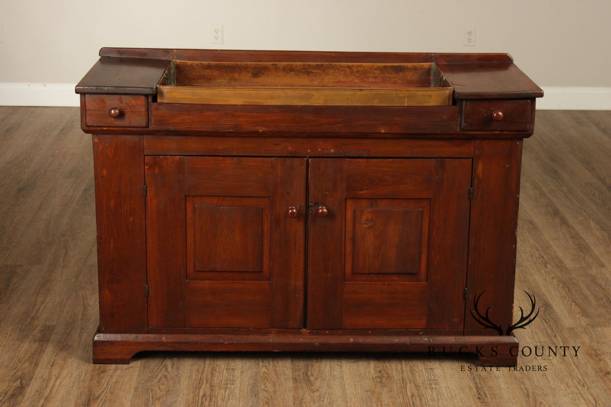 Antique Farmhouse Pine and Copper Dry Sink