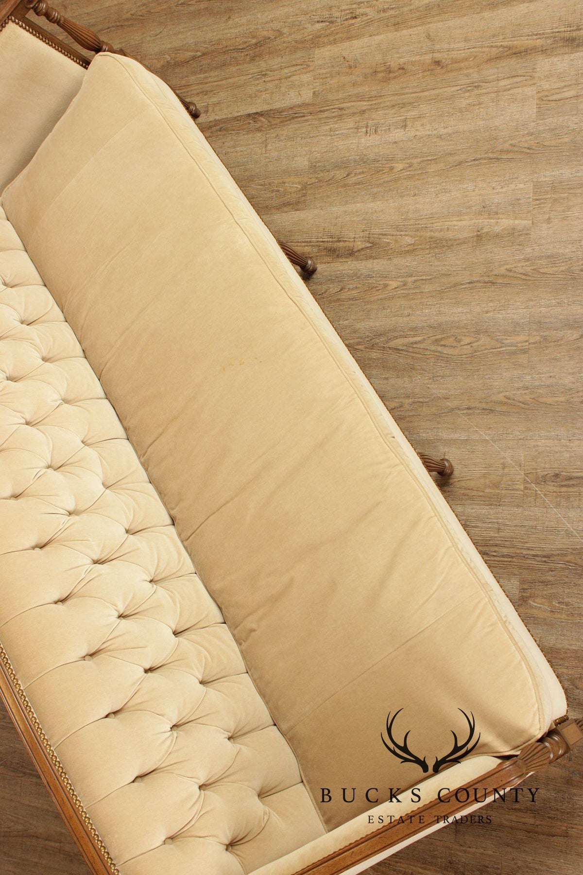 Sheraton Style Vintage Mahogany Tufted Sofa