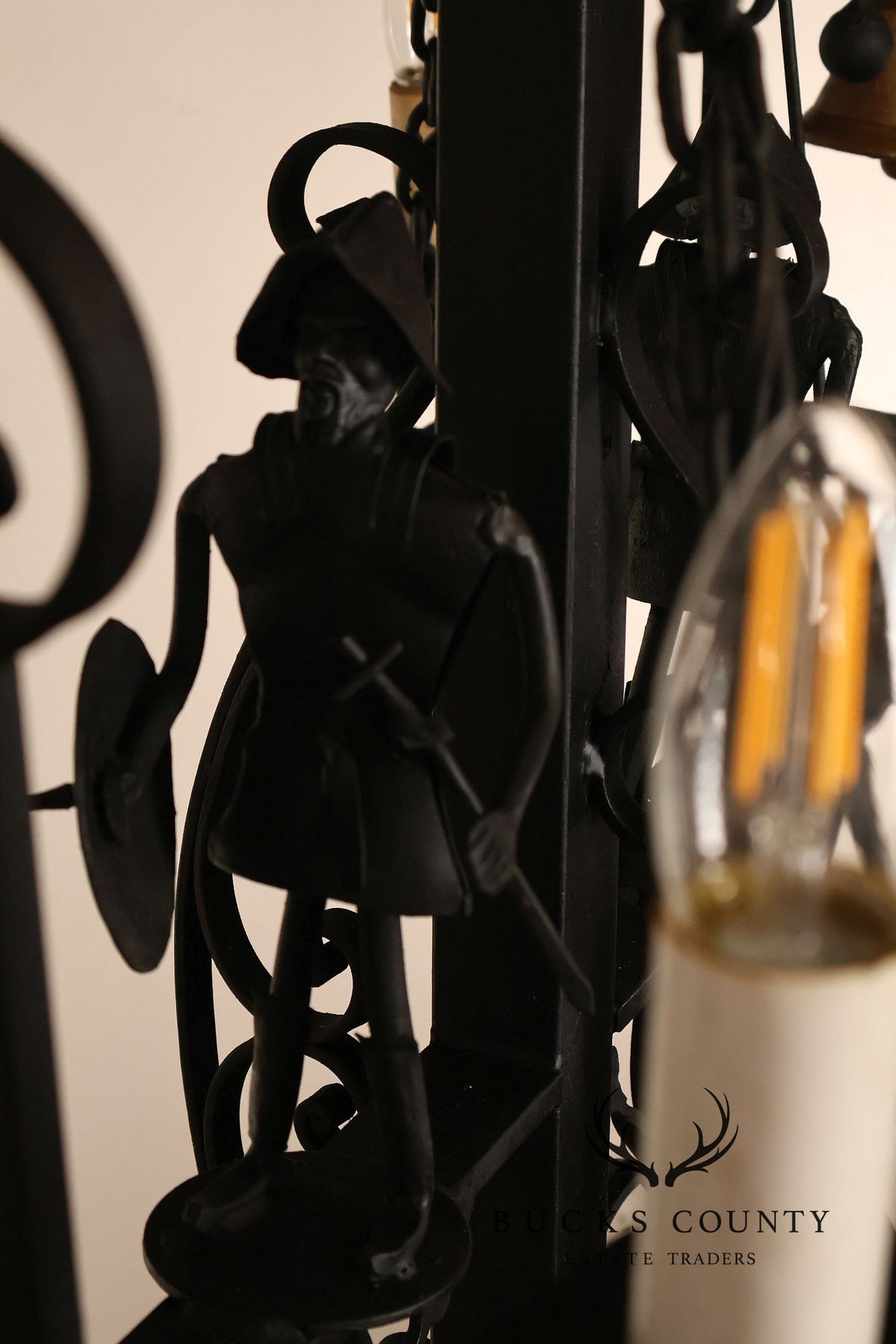 Quality Hand Forged Spanish Revival Wrought Iron Chandelier