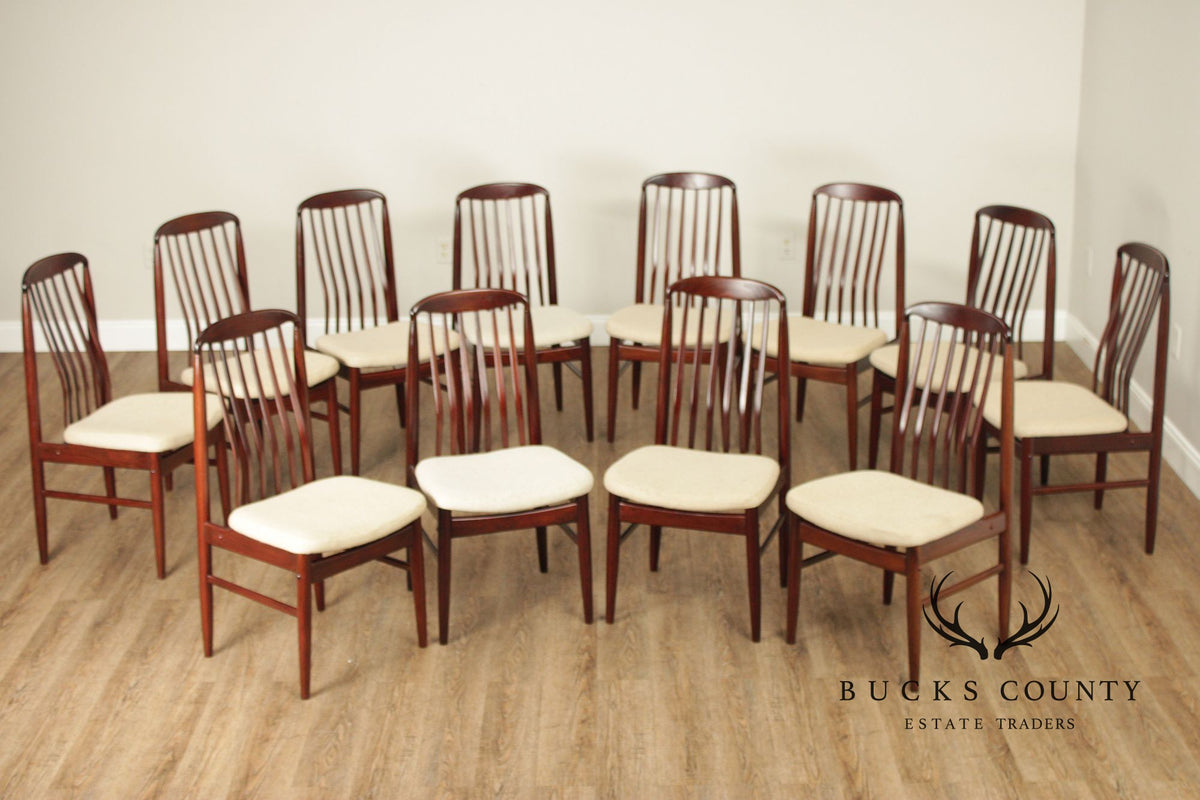 Benny Linden Danish Modern Style Set of Twelve Rosewood Dining Chairs