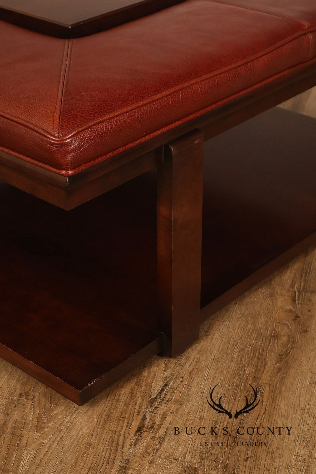 CTH Sherrill Occasional Leather Two-Tier Coffee Table