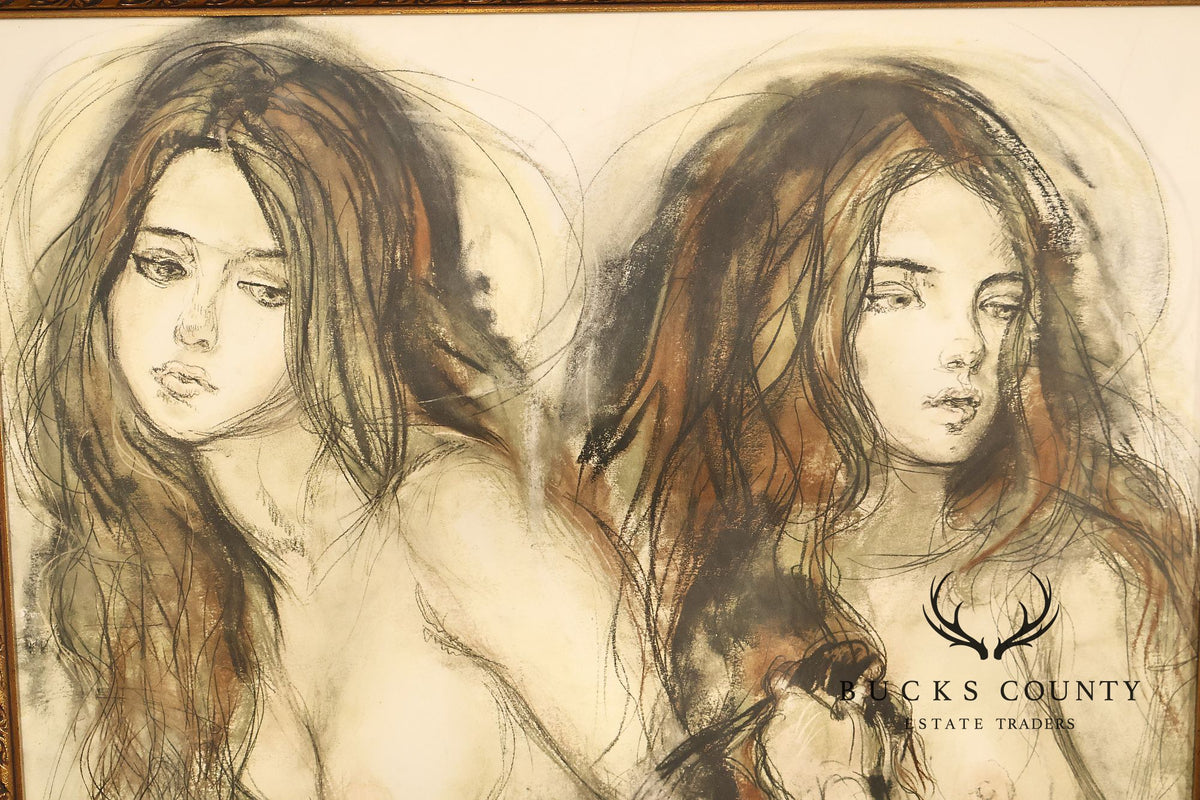 Sheldon C. Schoneberg Mixed Media Drawing, Nude Study