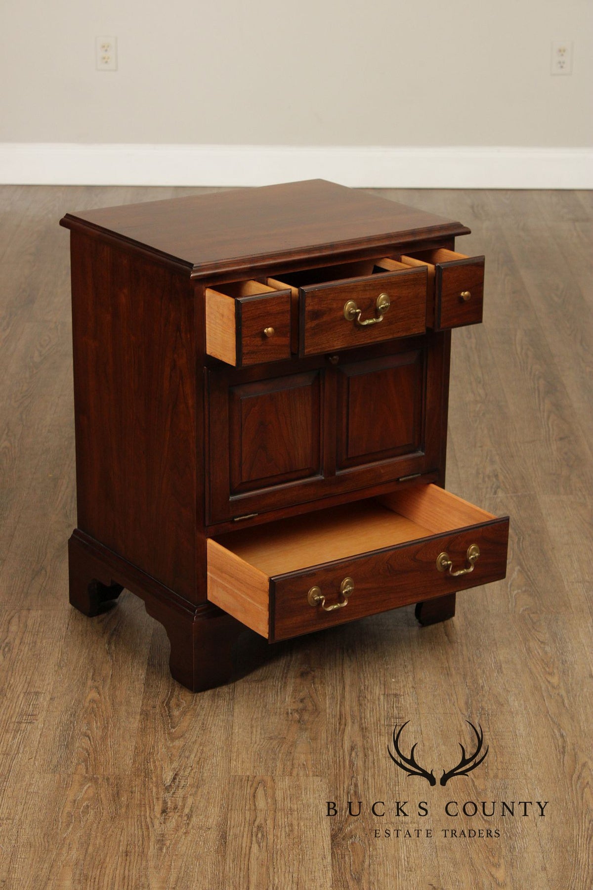 Henkel Harris Vintage Solid Cherry Pair Of Nightstands