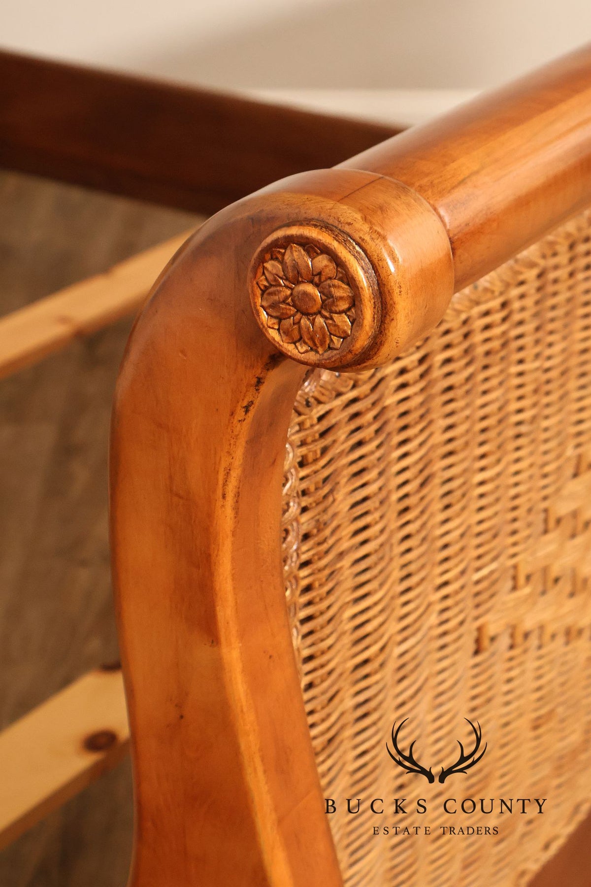 Lexington Cherry And Wicker Queen Sleigh Bed