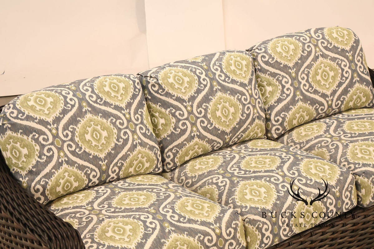 Lane Venture Woven Wicker Outdoor Sofa With Patterned Cushions