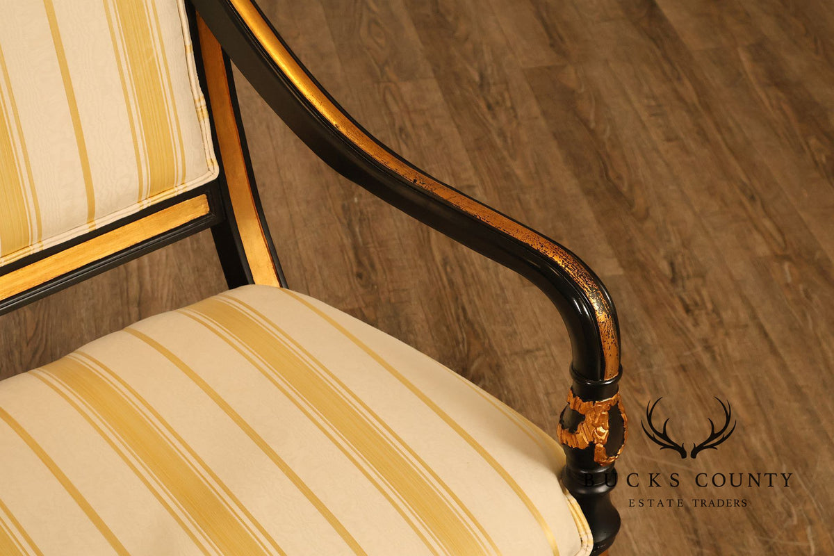 Ferguson Copeland Regency Style Pair of Ebonized Armchairs
