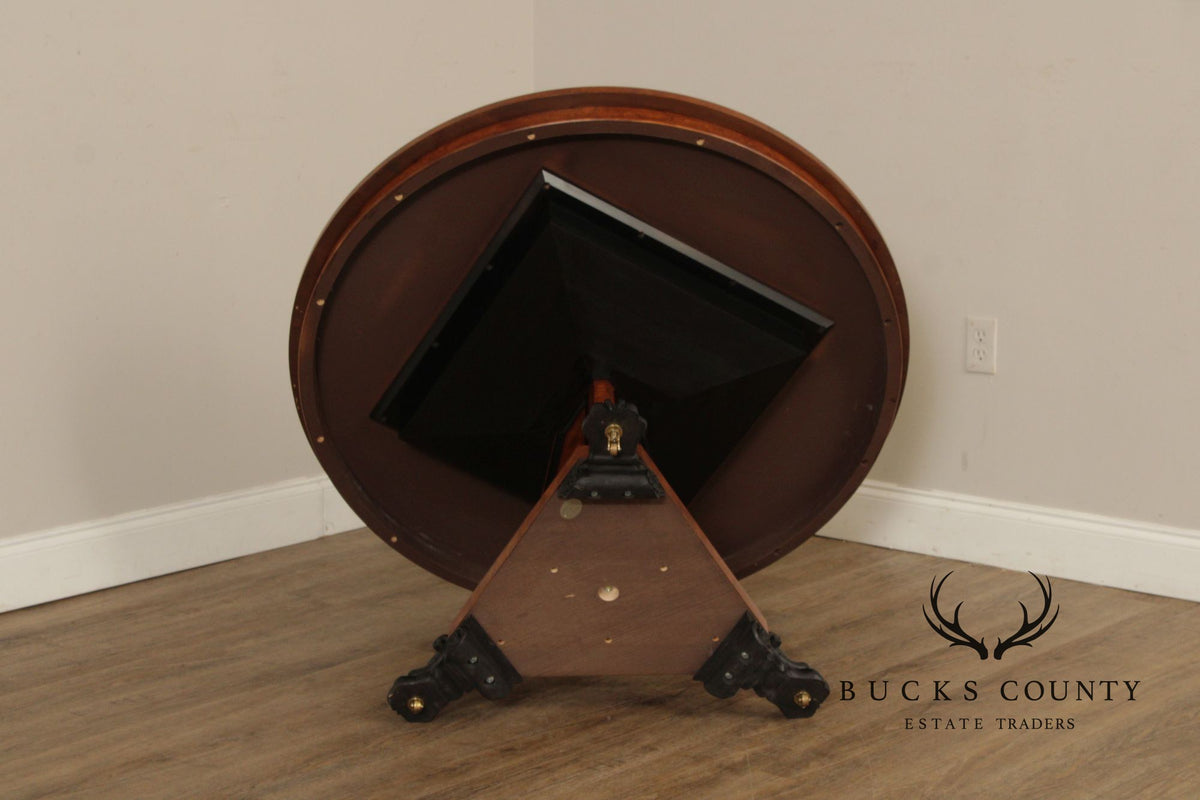 Baker Stately Homes Burlwood Round Inlaid Center Tabe