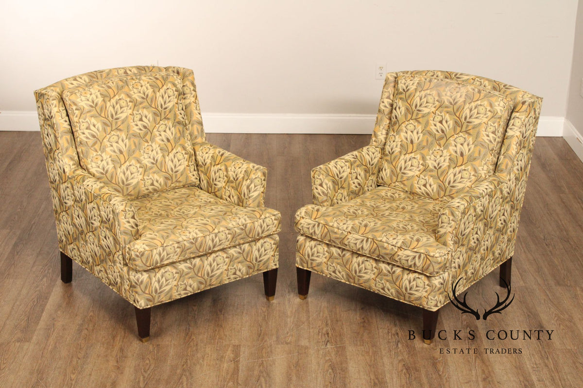 Vintage Pair of Upholstered Lounge Armchairs