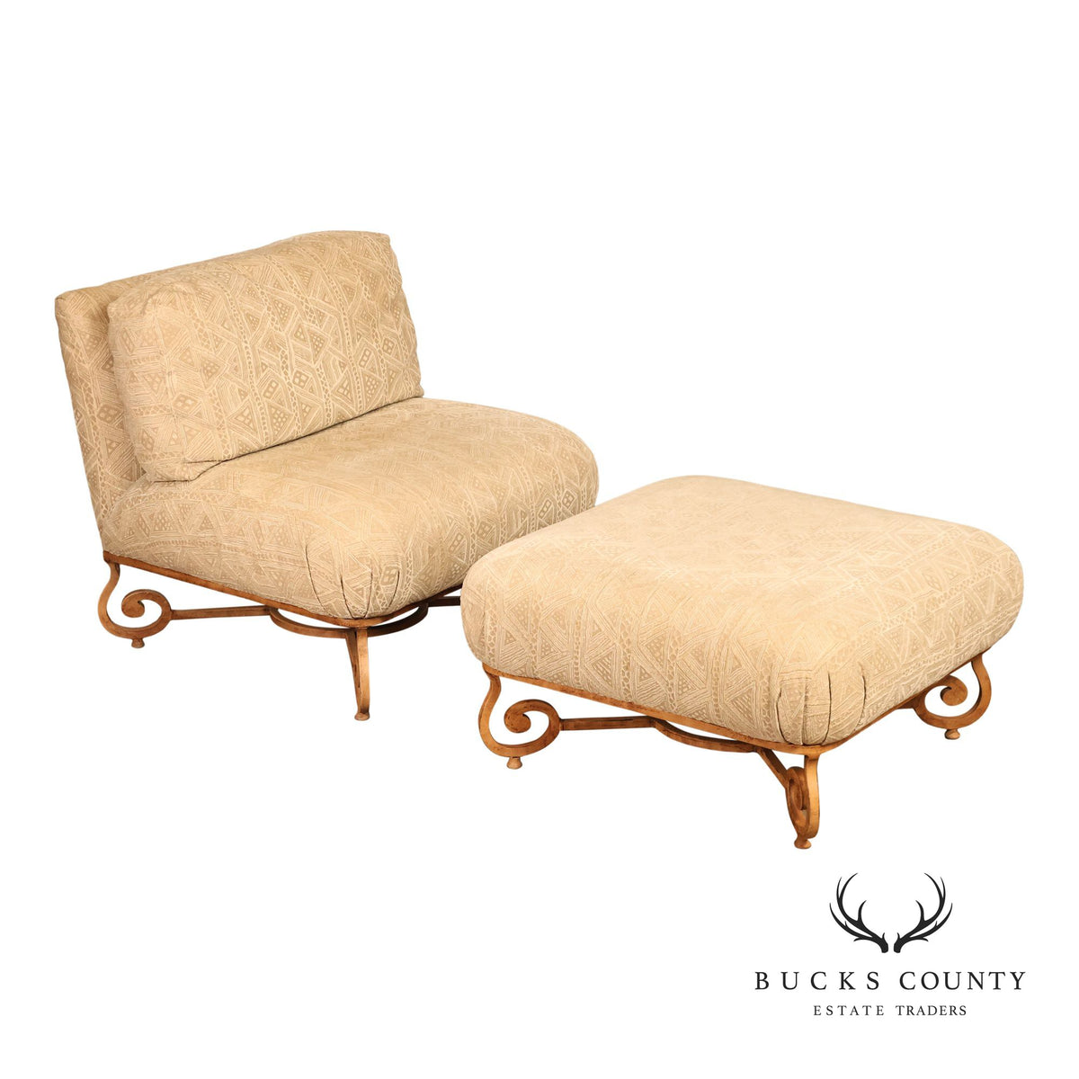 Henredon Upholstered Lounge Chair With Ottoman