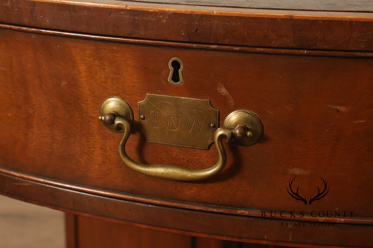 Kittinger Leather Top Round Rent Table With Drawers T295