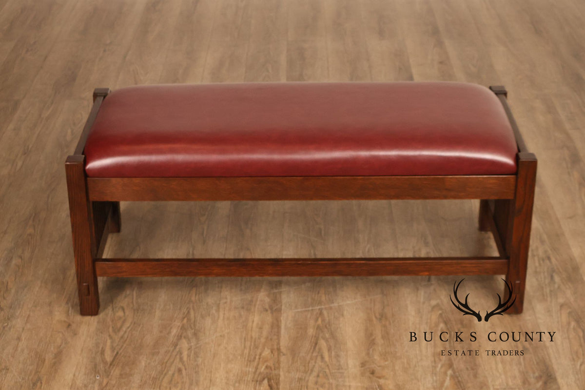 Stickley Mission Collection Oak Upholstered Bench