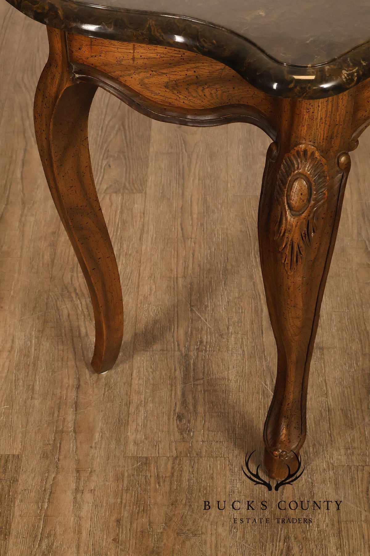 Italian Rococo Style Vintage Faux Marble Top Console