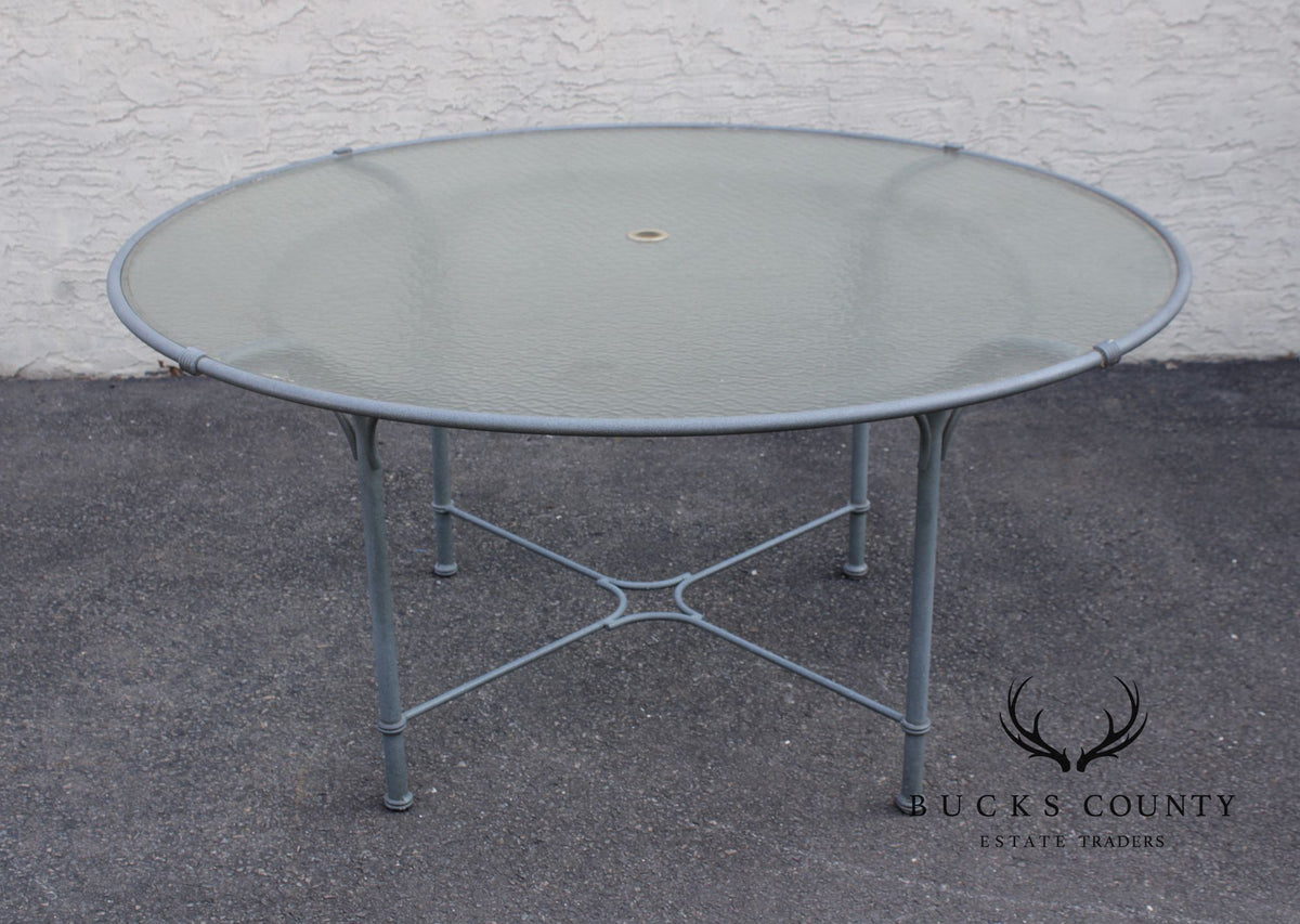 Brown Jordan Large Round Glass Top Patio Dining Table