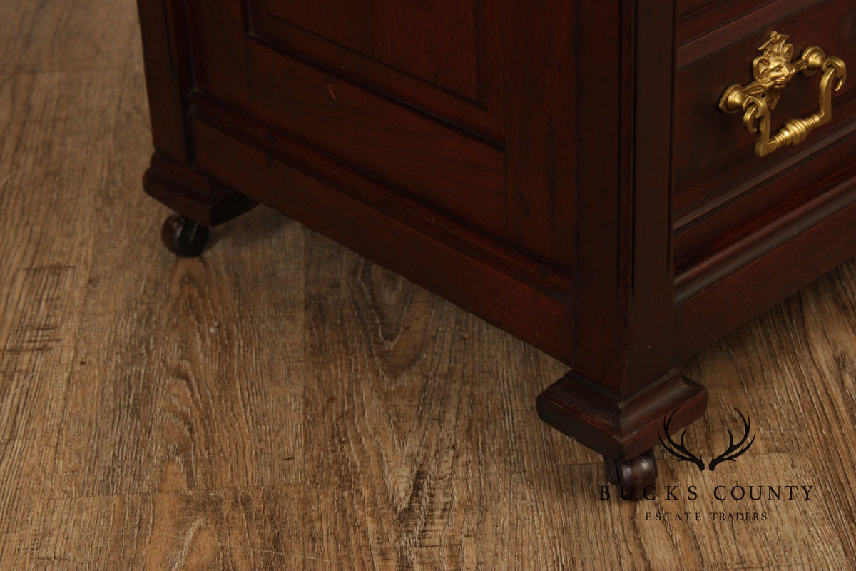 Antique Victorian Mahogany Bonnet Chest With Mirror