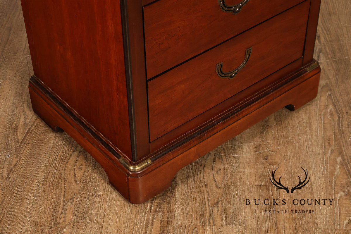 National Mt. Airy Campaign Style Pair of Cherry Nightstands