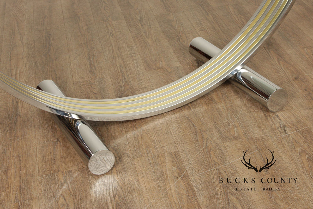 Italian Modern Glass Top Chrome Dining Table Renato Zevi