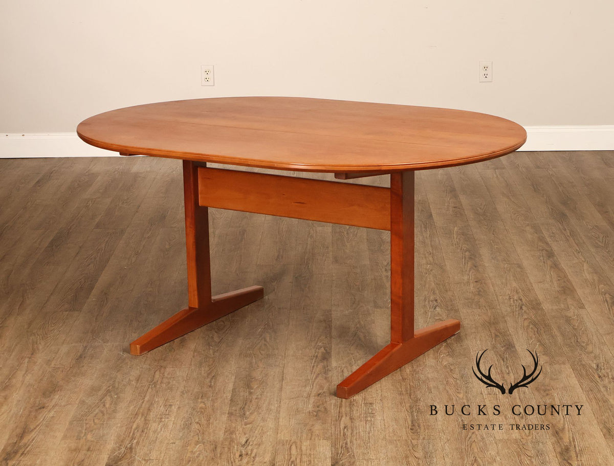 Mid Century Modern Oval Wood Dining Table With Trestle Base