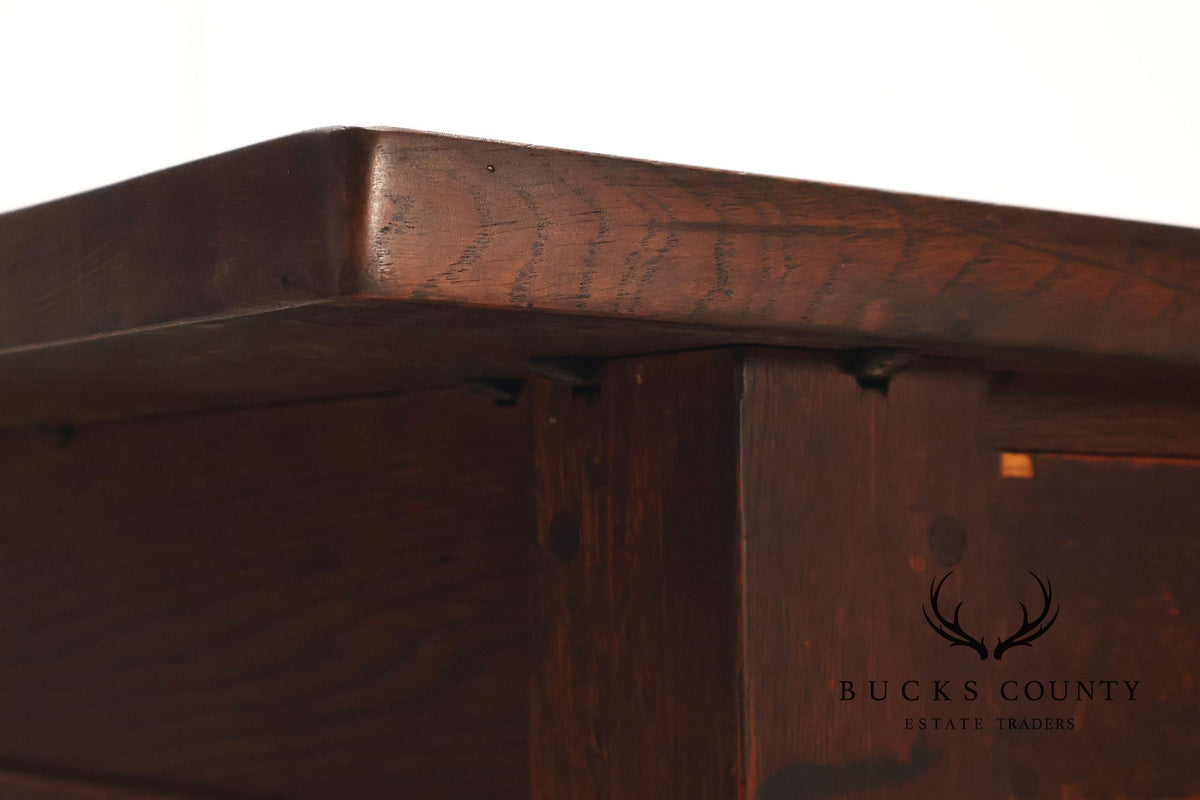 Early Gustav Stickley No. 460 Oak Library Table With Rare  Hardware