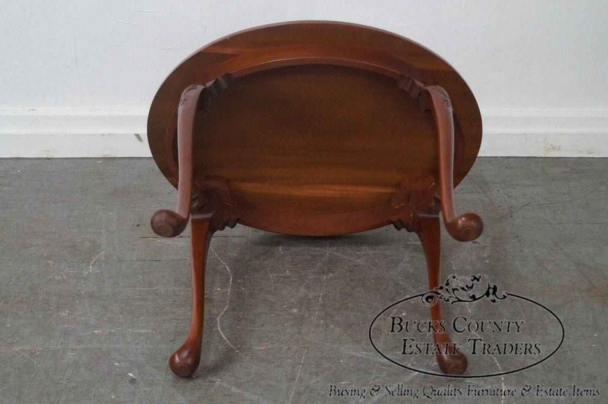 Hand Crafted Mahogany Inlaid Oval Side Table by Alvin Rothenberger