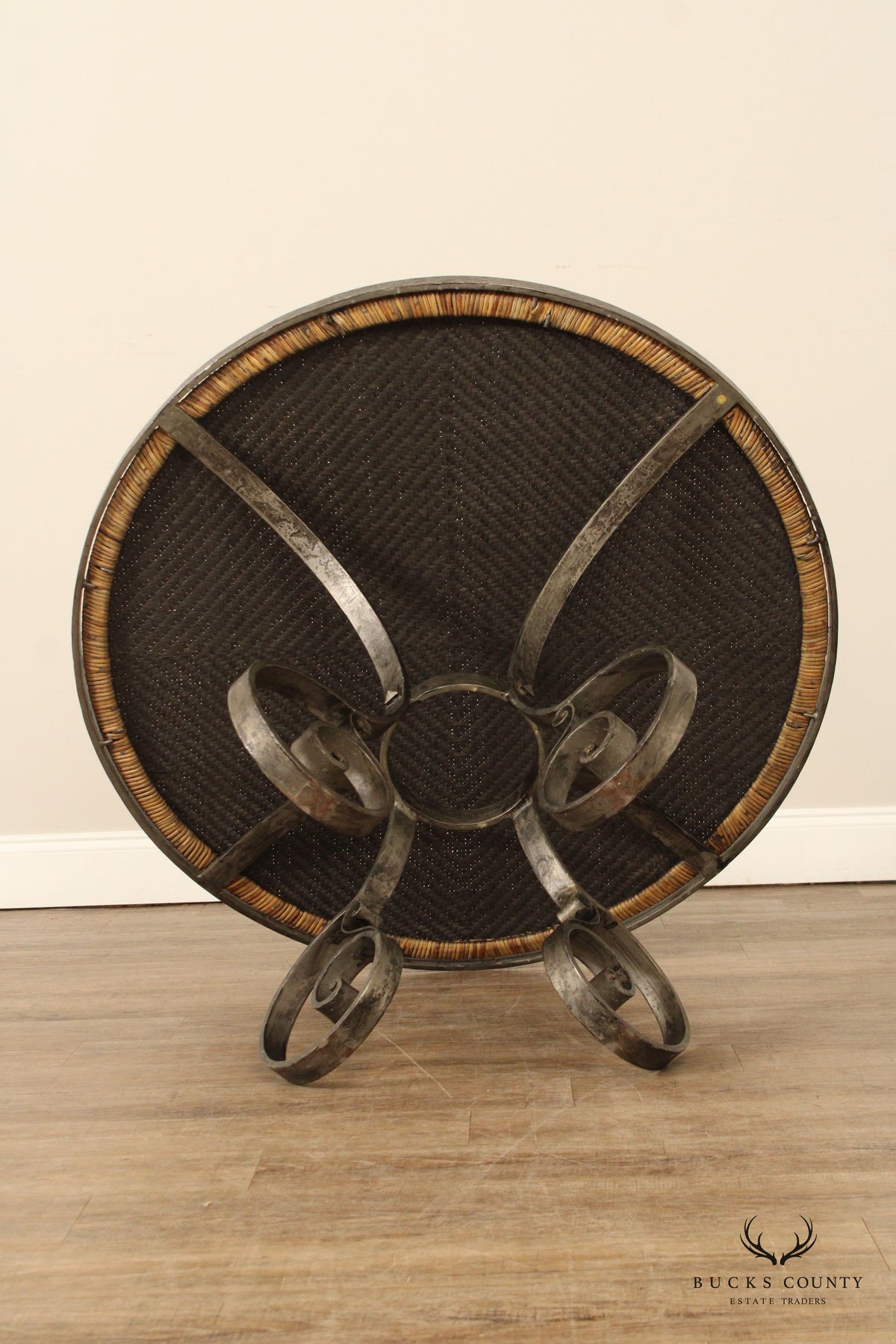 Biedermeier Style Forged Iron Base Round Dining Table