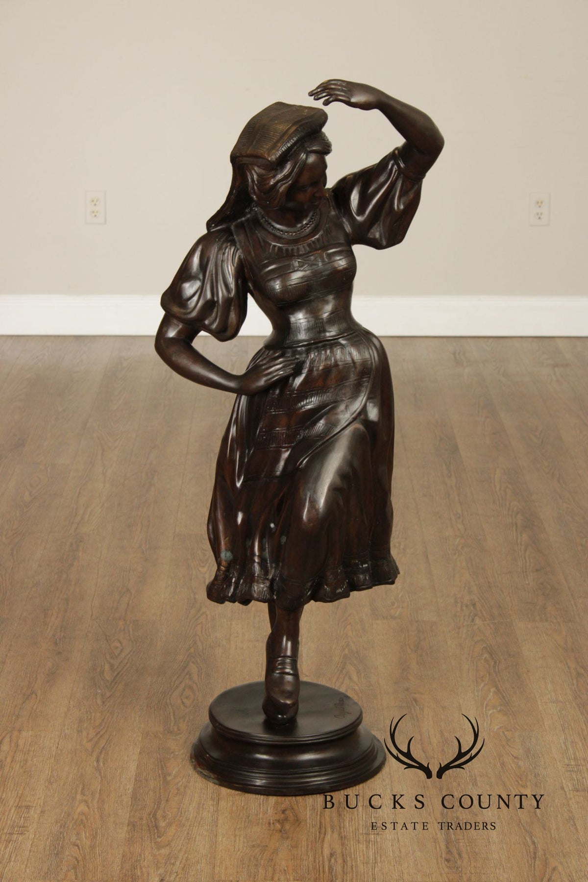 August Moreau Large Patinated Bronze Statue of a Dancer