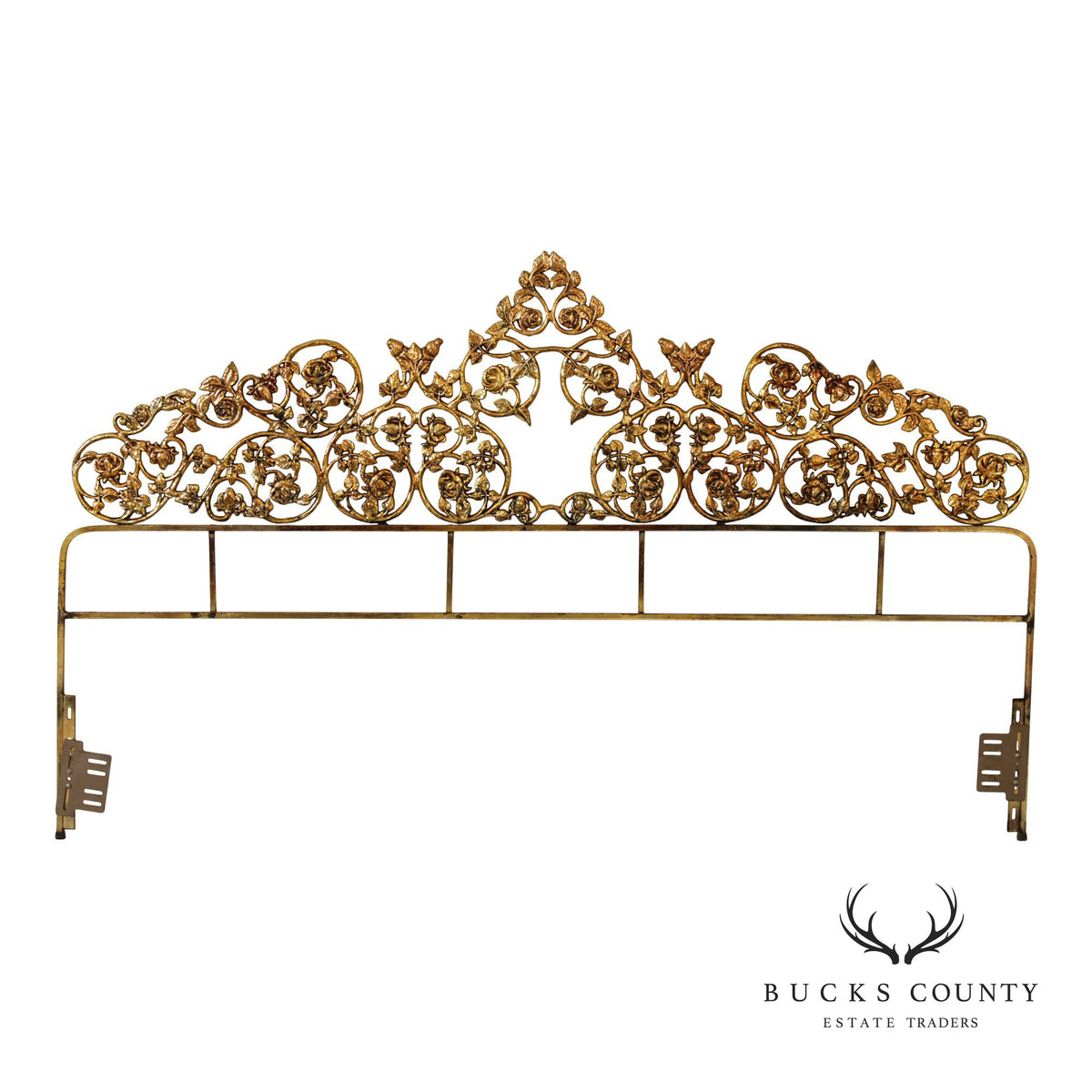 Rococo Style King Size Scrolling Brass Headboard