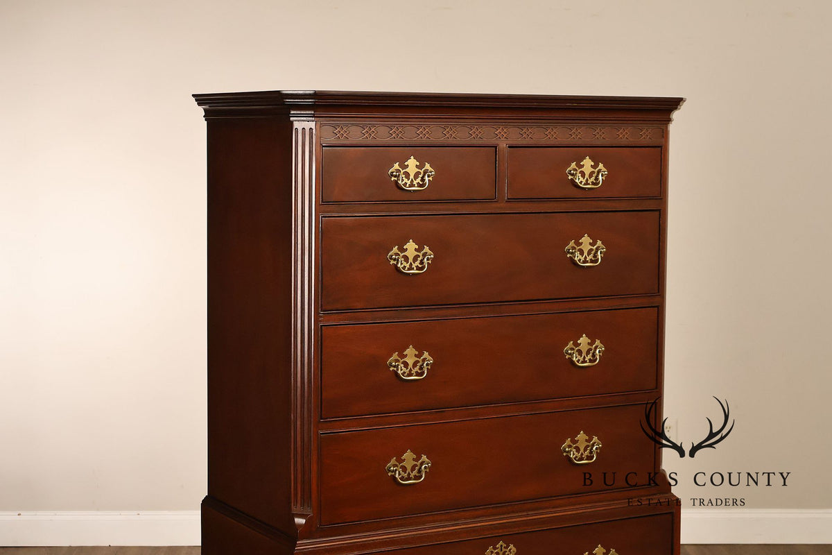 Baker Chippendale Style Mahogany Chest On Chest Highboy