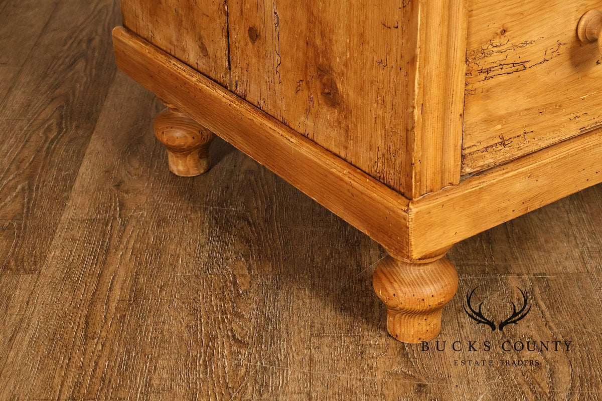 Antique Scottish Pine Chest Of Drawers Dresser With Carved Details