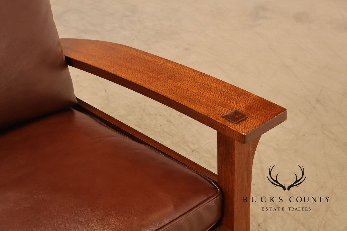Stickley Mission Collection Oak And Leather Lounge Chair