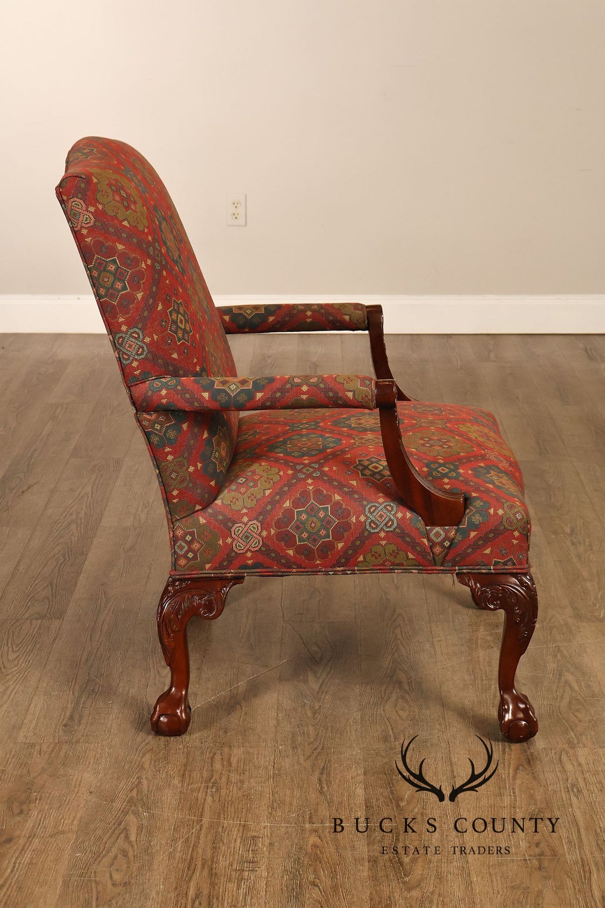 Henredon Chippendale Style Mahogany Library Armchair