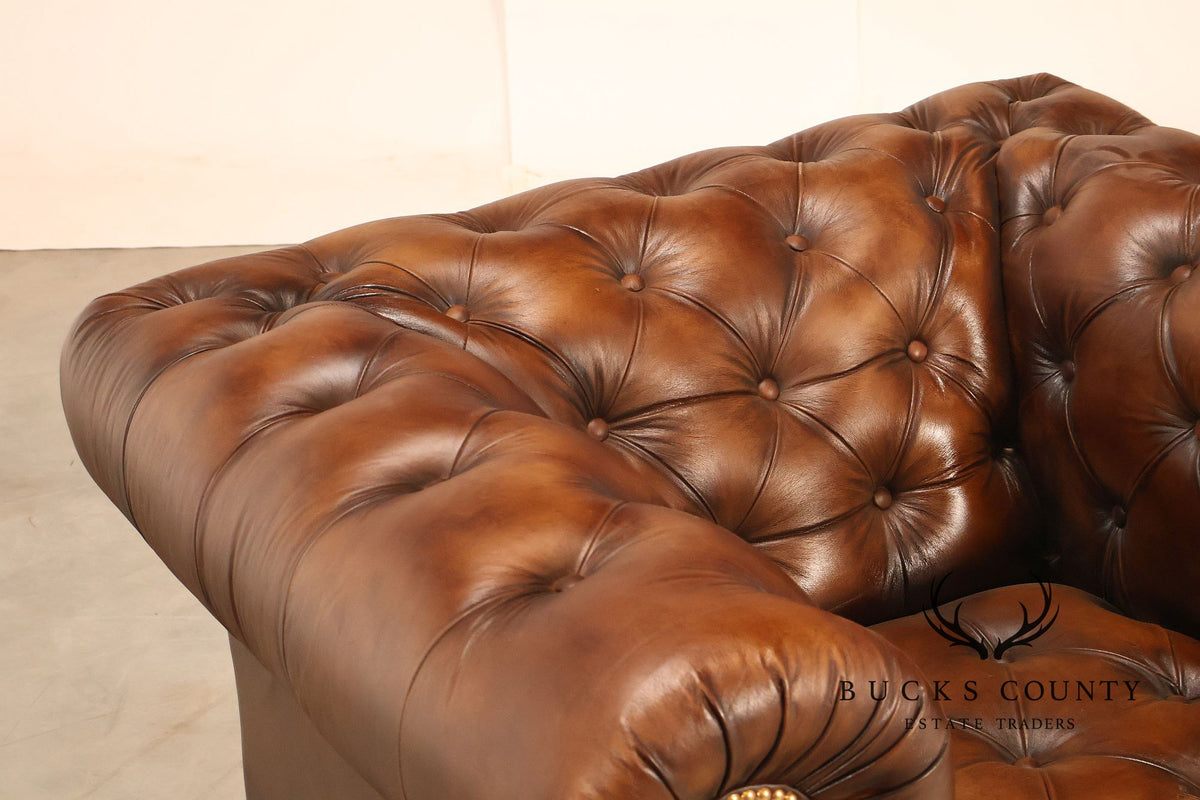 Chesterfield Style Brown Tufted Leather Club Chair