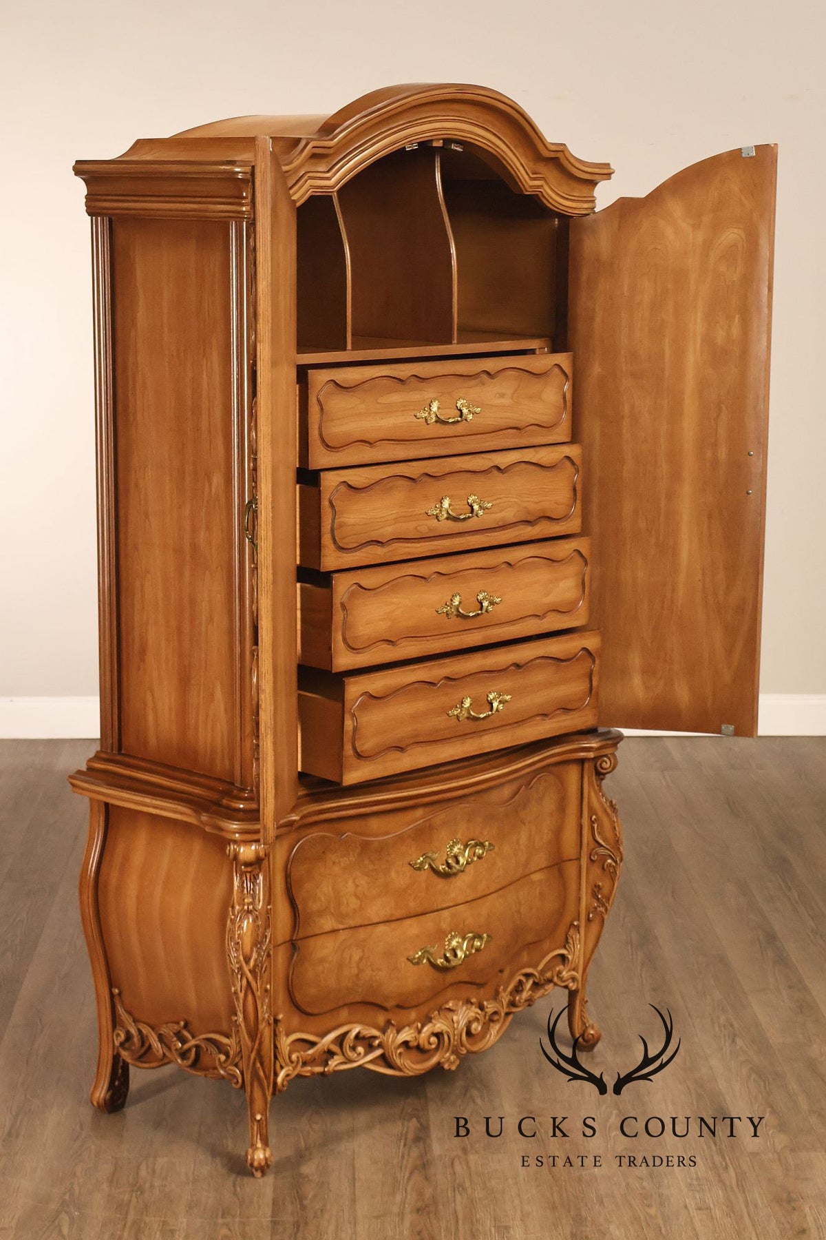 French Rococo Style Bombe Armoire Chest