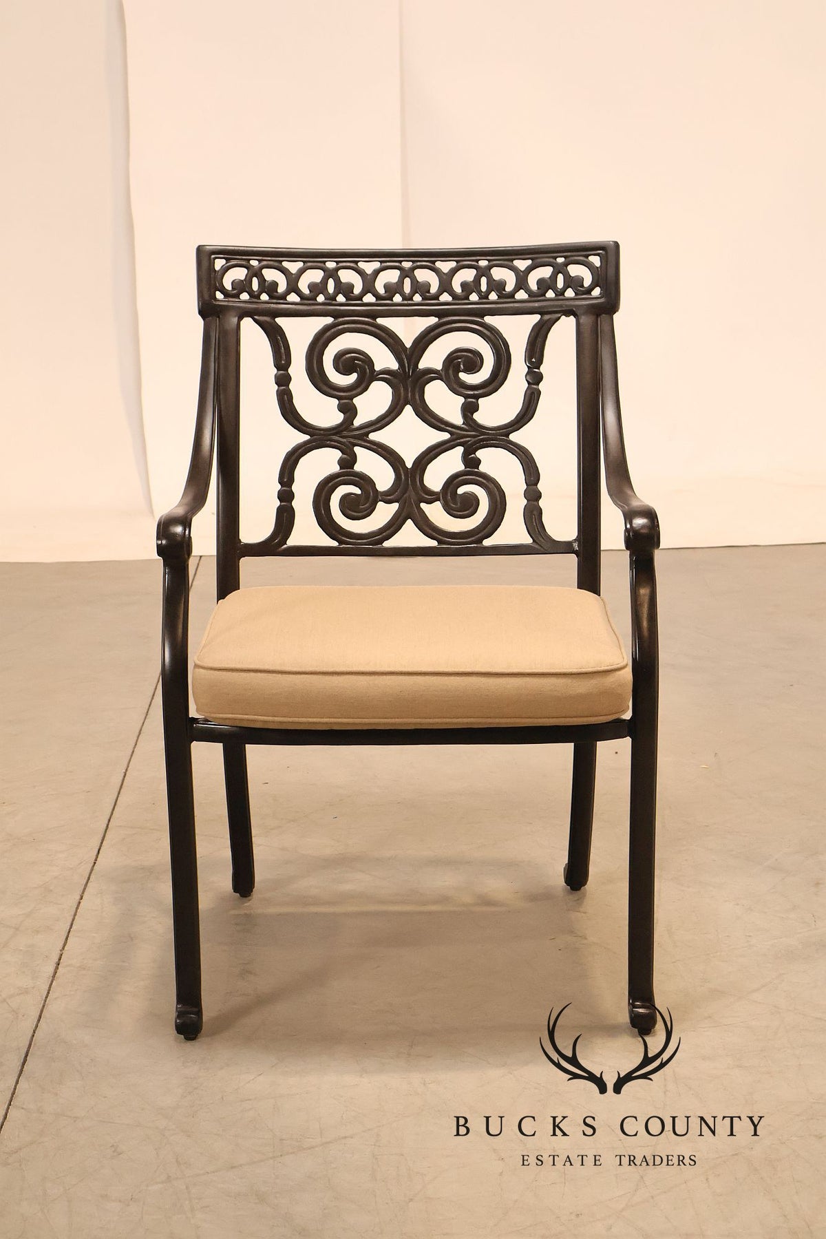Castelle Cast Aluminum Outdoor Dining Table With Six Chairs Patio Set