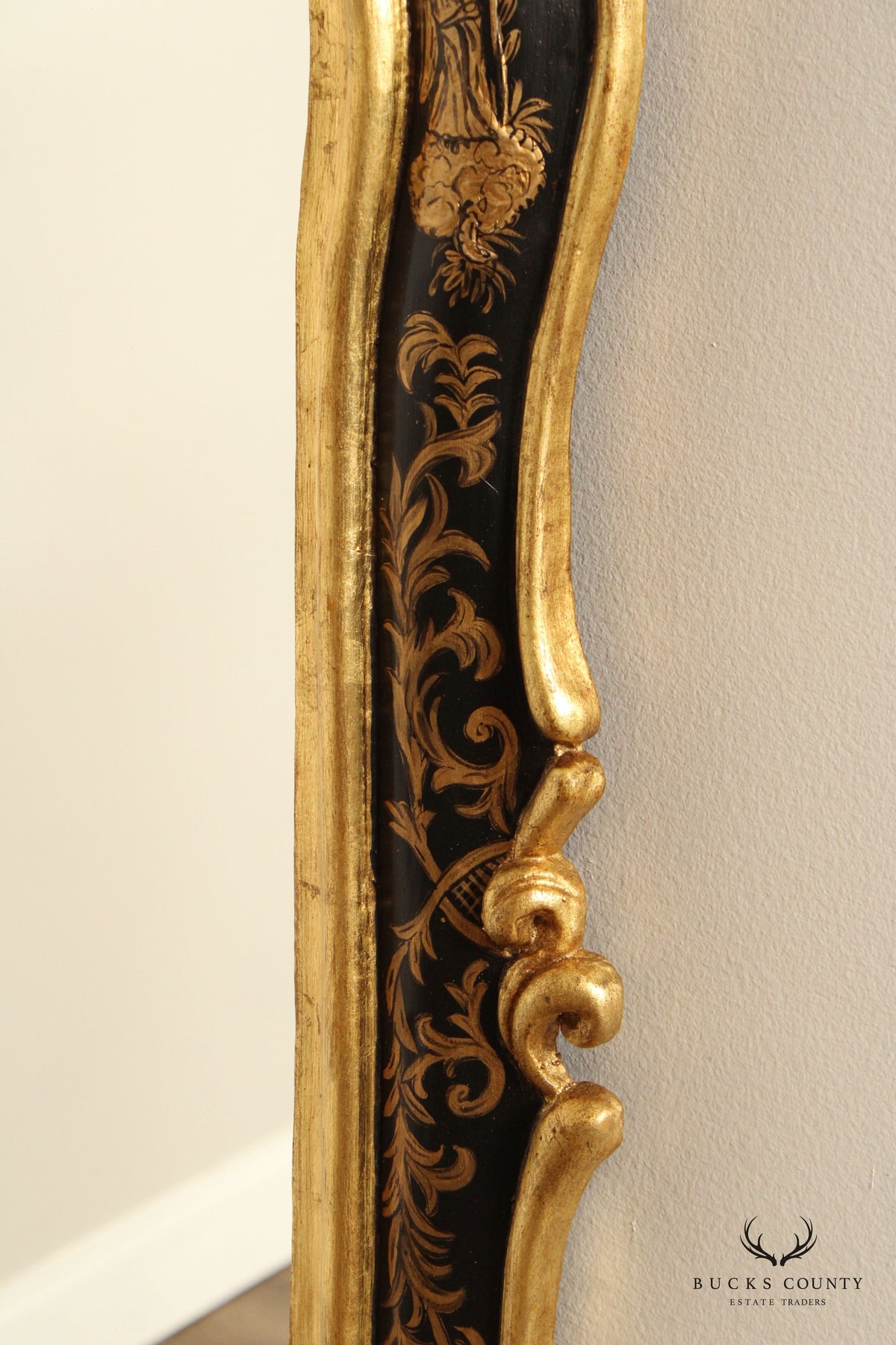Italian Partial Gilt Chinoiserie Wall Mirror