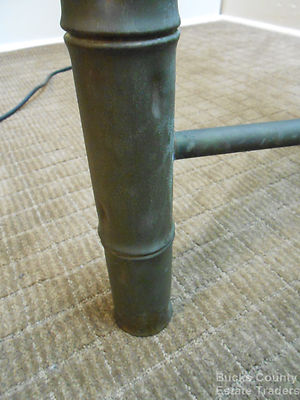 Vintage MidCentury Hollywood Regency Faux Bamboo Brass Based Glass Top End Table