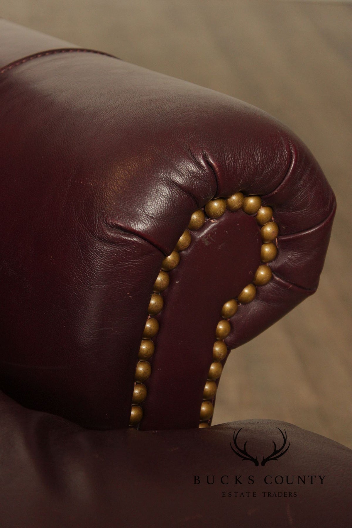 Hancock & Moore Burgundy Leather Nailhead Trim Sofa