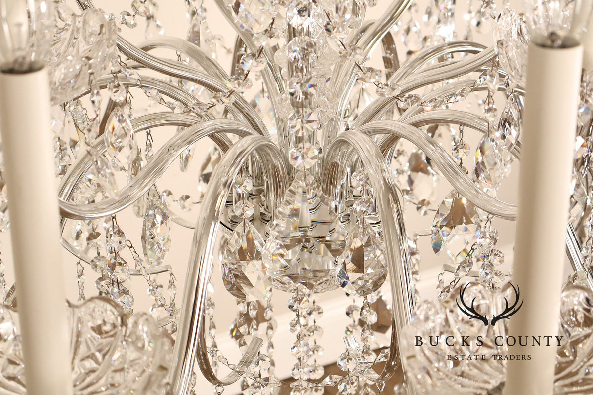 Schonbek Twenty-Light Crystal Two-Tier Polished Silver Chandelier