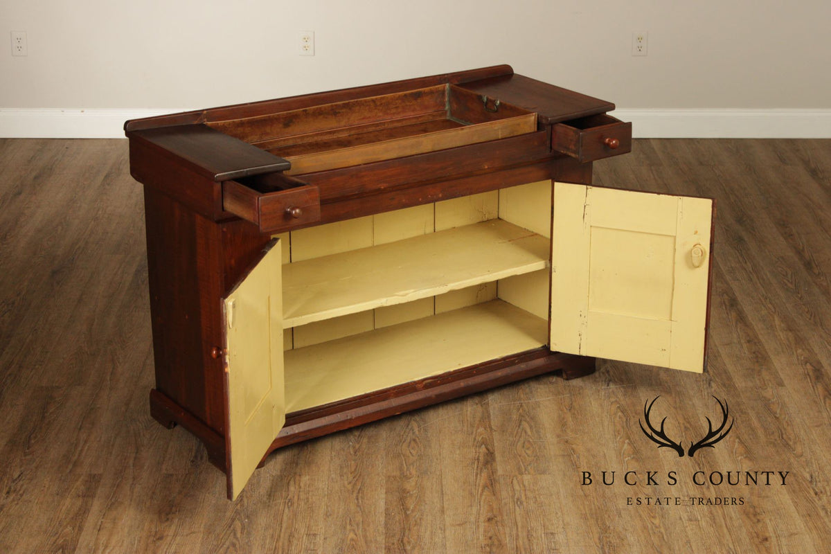 Antique Farmhouse Pine and Copper Dry Sink