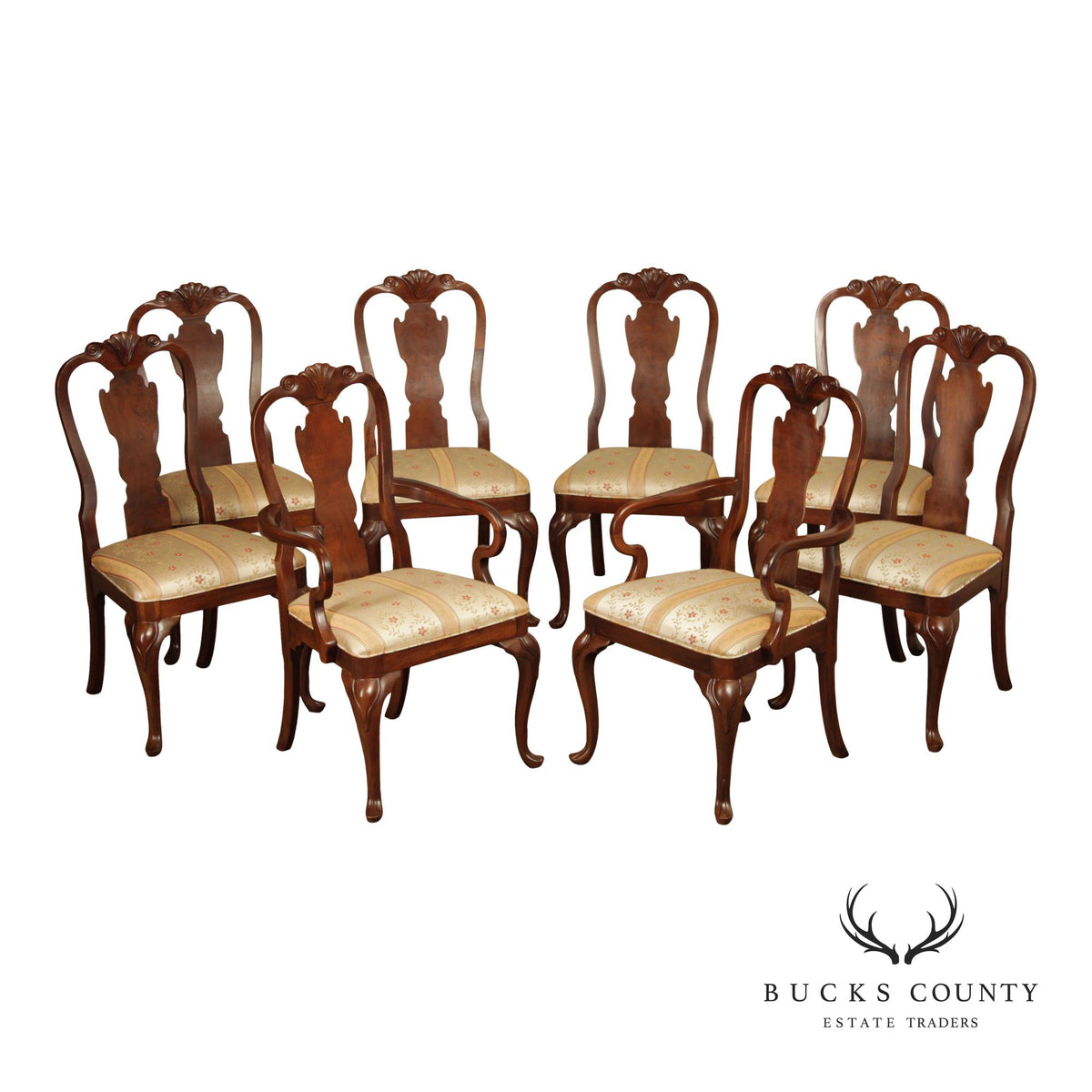 Drexel Heritage Set Of Eight Queen Anne Style Dining Chairs